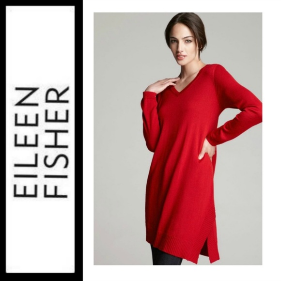 eileen fisher viscose jersey v neck dress